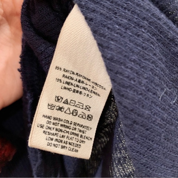 Free People Navy Blue Strappy Shoulder Raw Hem Ruffle Ribbed Tee T-Shirt Top - Picture 9 of 9